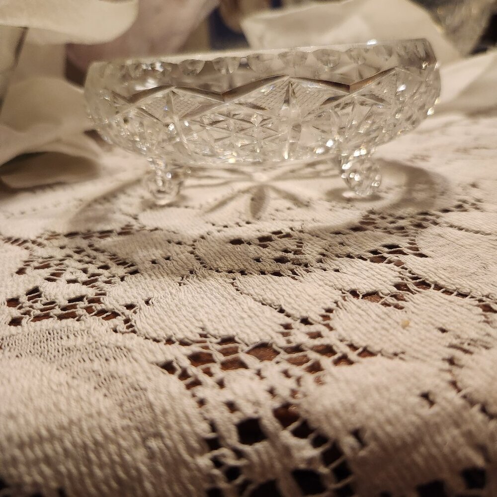 Vintage 3-Footed Crystal Candy Dish